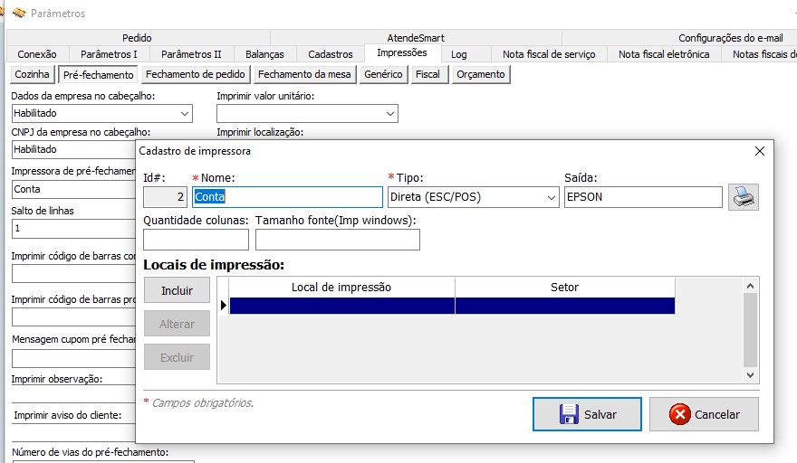 PDV impressao em impressoras distintas , pre fechamento e delivery 1117