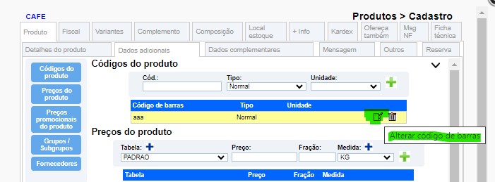 alterar codigo de barras adicional inativado 317