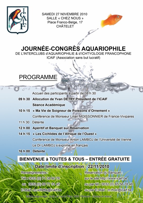 Congrès de l'Interclubs d'Aquariophilie et d'Ichtyologie Francophone (ICAIF) Affich11