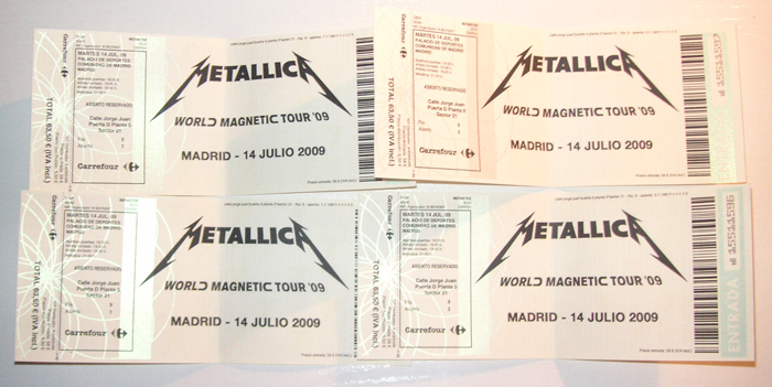 Vendo entradas para Metallica Metall10