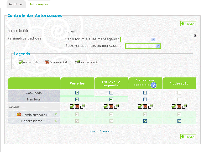 Autorizações dos moderadores 1115