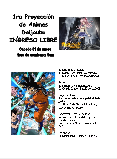 Proyeccion de animes gratis sabado 31 Afiche10