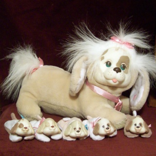Peluche chien avec 2024 bebe dans le ventre