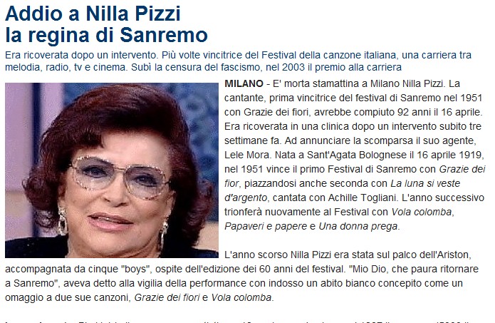 Addio a Nilla Pizzi Nilla10