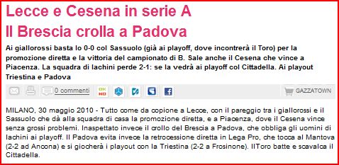 SITUAZIONE ALL'ULTIMA GIORNATA DI SERIE B 2009/10 Cattur16