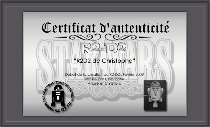 Creation plaque certificat R2D2 Star Wars Comman11