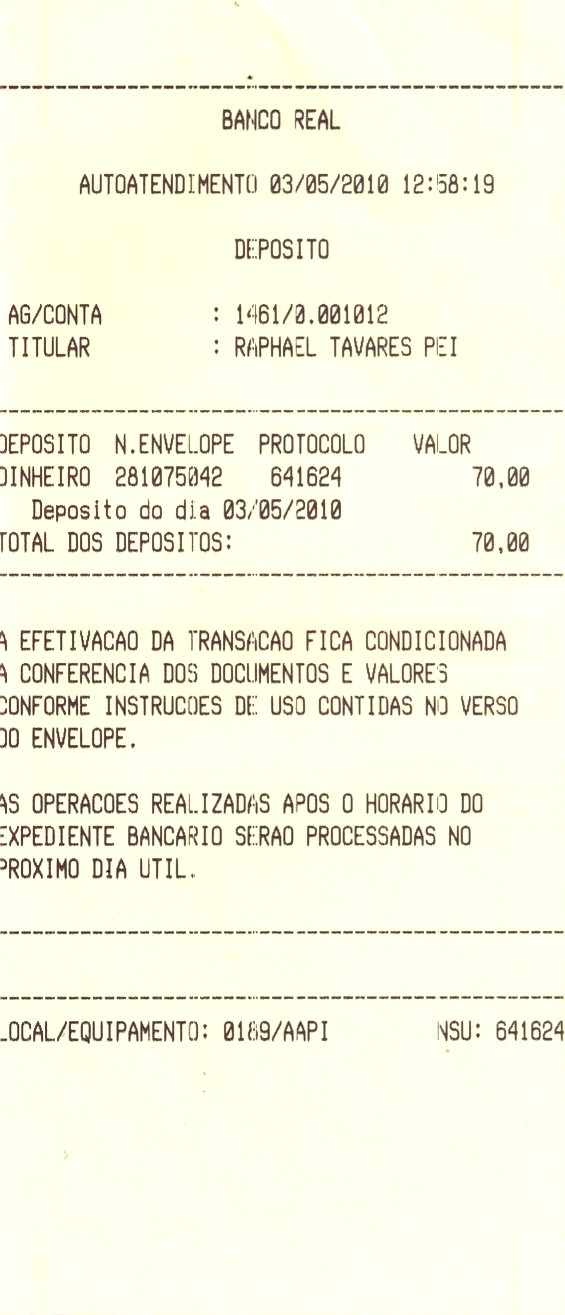 Depósitos do Server Recibo10