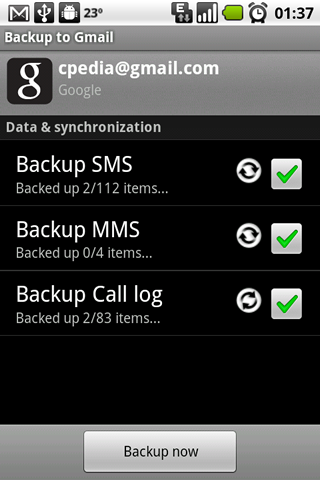 [SOFT] BACKUP TO GMAIL : Synchroniser vos SMS, MMS et vos appels [Payant] Backup10