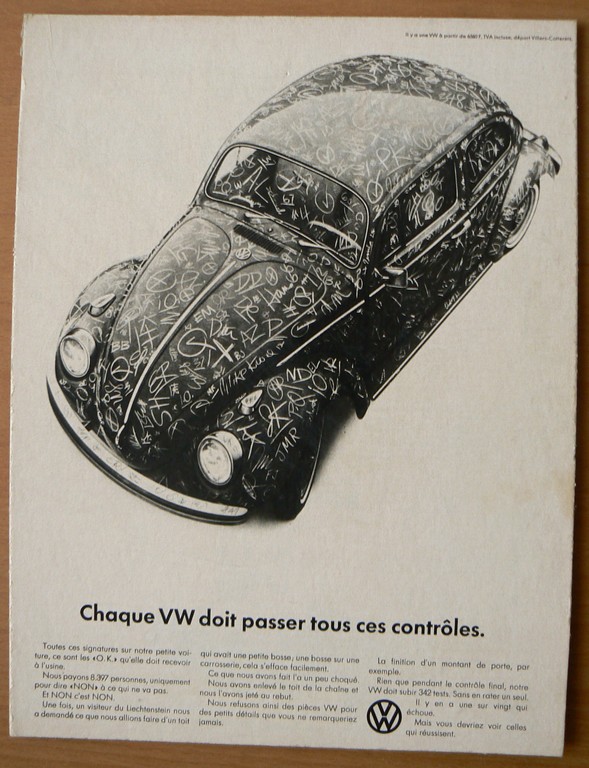 Publicité VW d'époque, genre Paris Match . Contro10