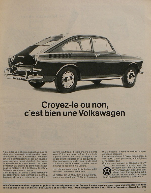 Publicité VW d'époque, genre Paris Match . Fastba11
