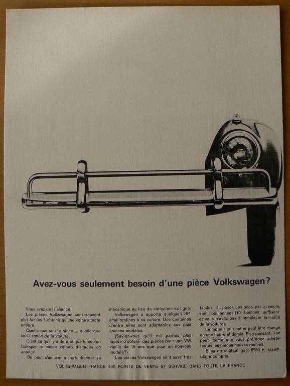 Publicité VW d'époque, genre Paris Match . Parech10