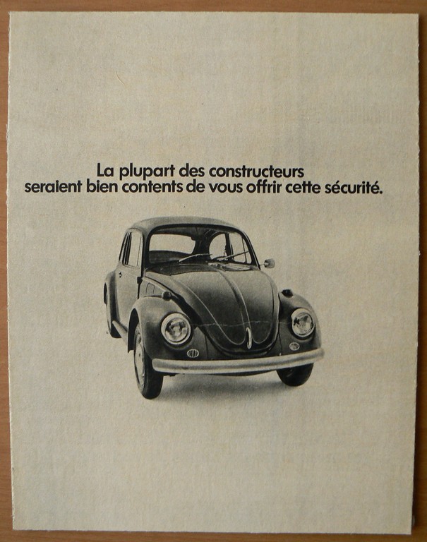 Publicité VW d'époque, genre Paris Match . Securi11