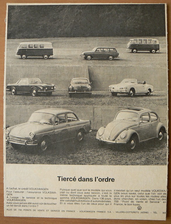 Publicité VW d'époque, genre Paris Match . Tierca11