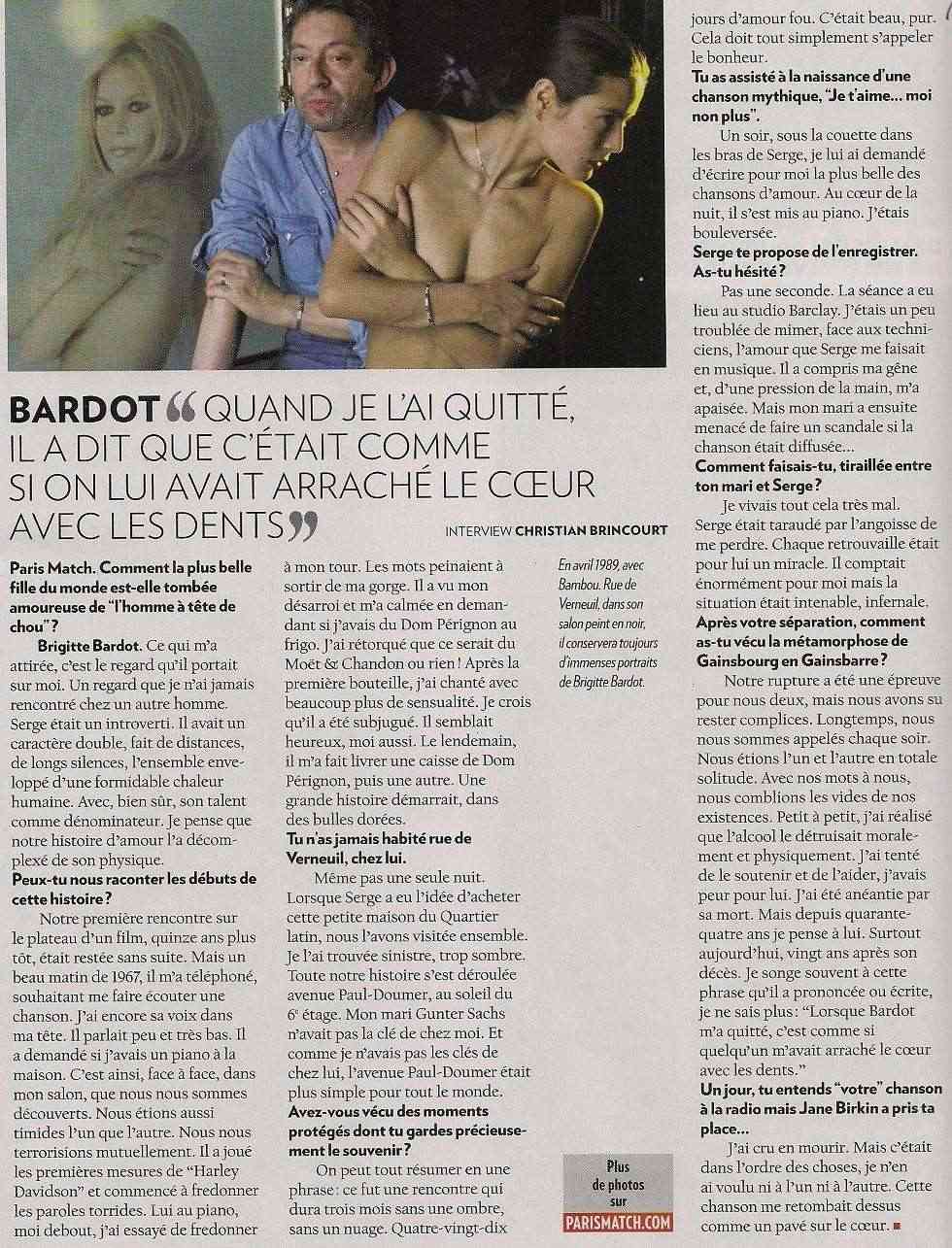 Brigitte à propos de Gainsbourg dans Paris-Match Numari78