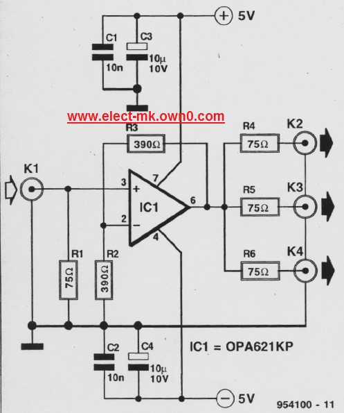  Video signal splitter Vda210