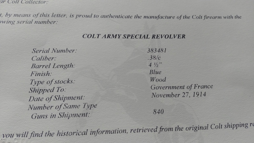 Colt Army Special 38, contrat français 1915 20221031