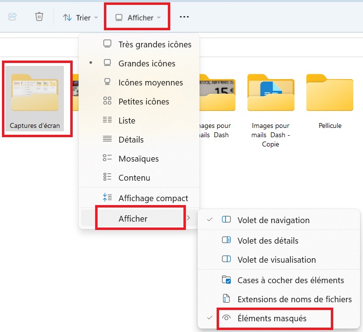 Comment cacher des fichiers sur Windows 11 Captur23