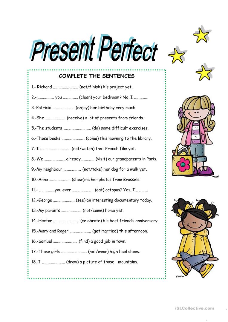 Work sheet/present  perfect  Presen10