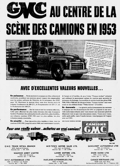pontiac - Vieilles publicitée GM au Québec - Page 5 Gmc19510
