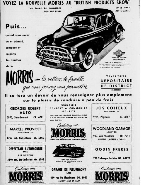 chevy - Vieilles publicitées publié au Québec .  Marque disparue Morris11