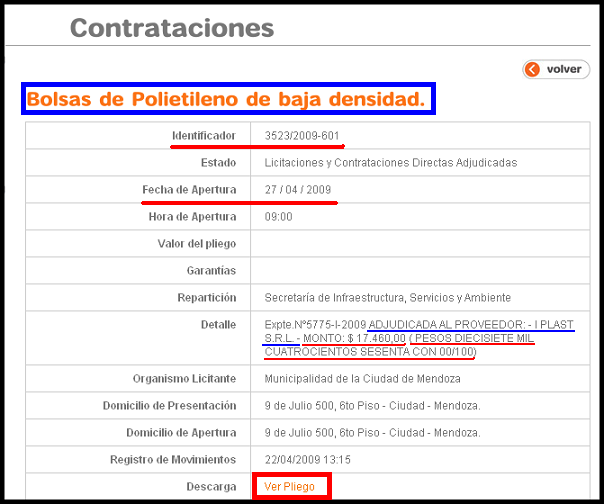 NEGOCIADO MUNICIPAL: 200 mil Bolsas de Polietileno a $ 104 mil pesos Licita10