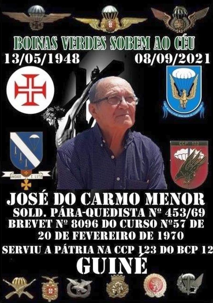 Faleceu o veterano José do Carmo Menor, Soldado PQ, da CCP123/BCP12 - 08Set2021 Bcp12-13