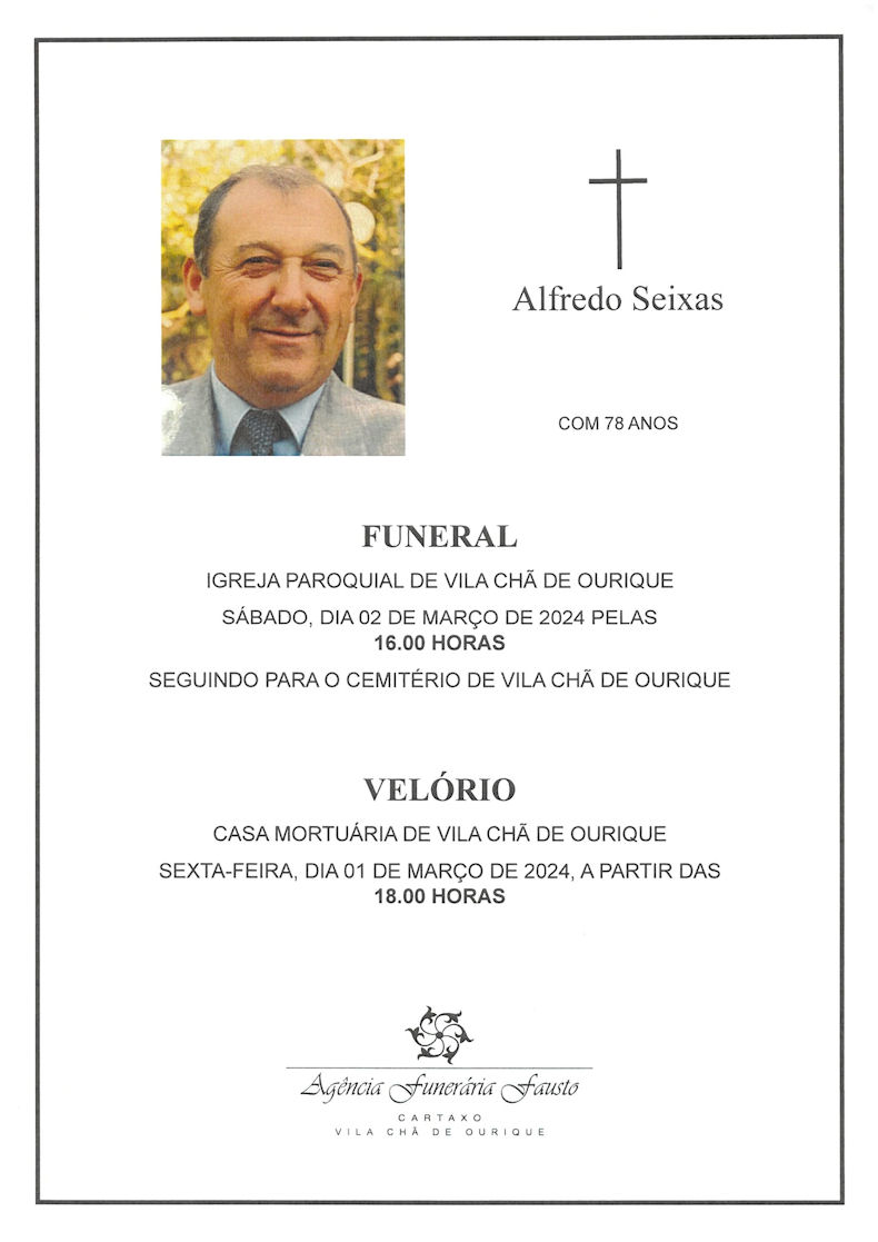 Faleceu o veterano Alfredo Seixas, 1.º Cabo Escriturário, da CCS/BCac1933 - 01Mar2024 Nota_d19