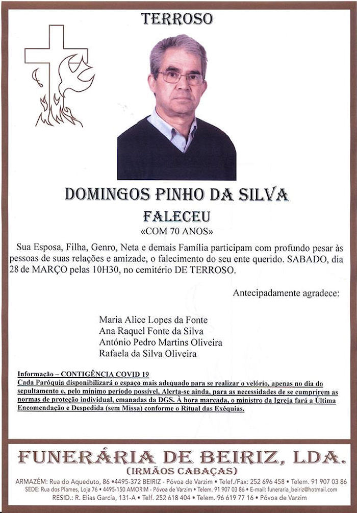 Faleceu o veterano Domingos Pinho da Silva, Soldado Auxiliar de Cozinheiro, do BCac3840 - 26Mar2020 Notade15