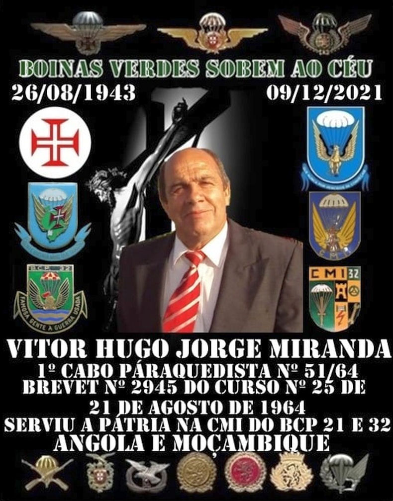 Faleceu o veterano Victor Hugo Jorge Miranda, 1.º Cabo PQ, das CMI dos BCP 21 e BCP32 - 09Dez2021 Victor13