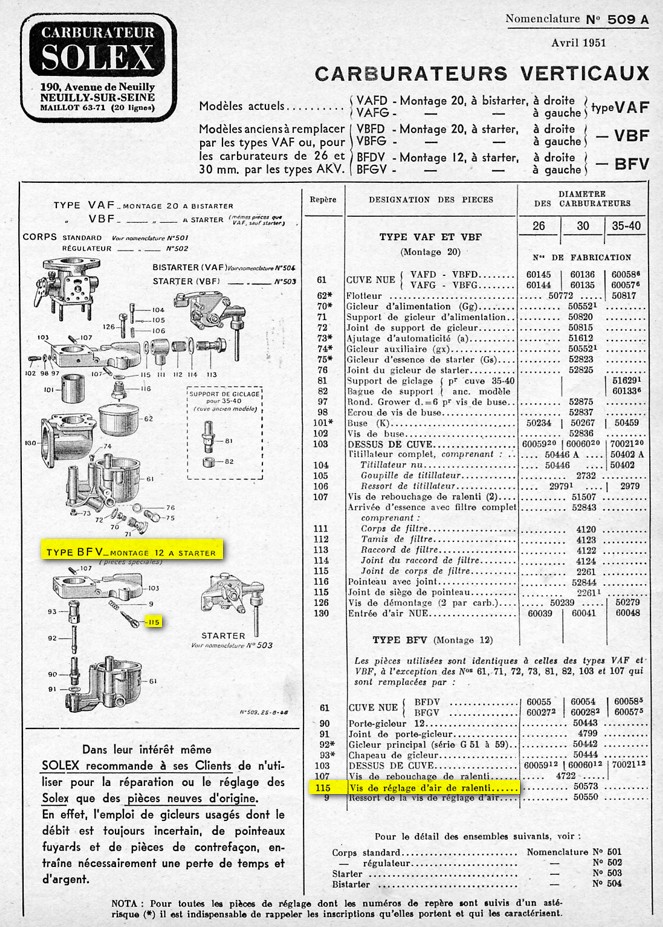 Carburateur 30BFVD Rosalie 30bf10