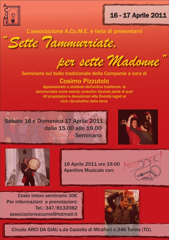 Seminario/Stage Sette Tammurriate, per sette Madonne + concerto Locand12