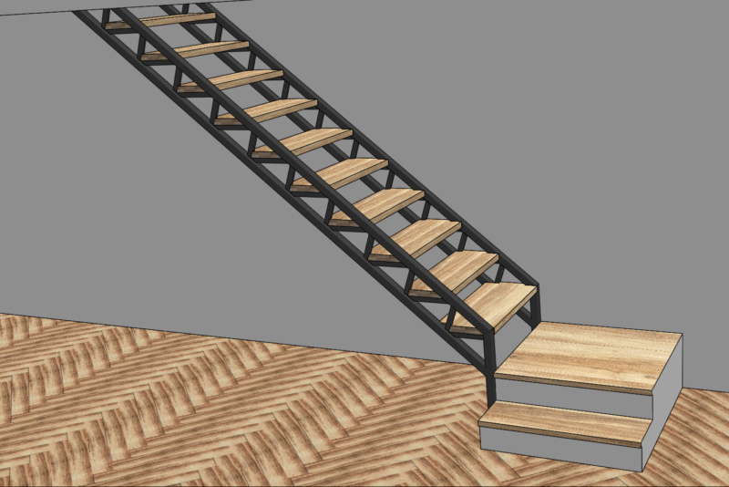 Un escalier bois et métal Sans_423