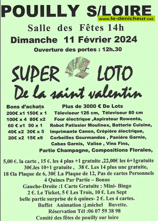 b11 - DIM 11 février - POUILLY /Loire - Loto du comité des fêtes ° 00061