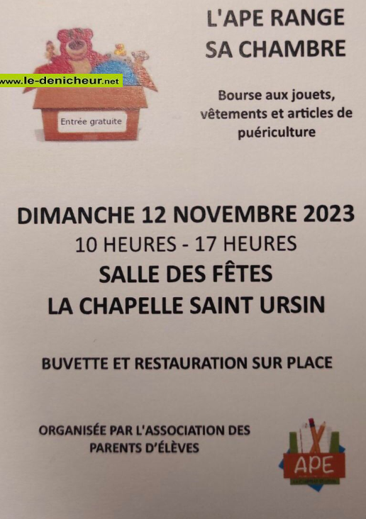 w12 - DIM 12 novembre - LA CHAPELLE ST-URSIN - Bourse aux jouets, vêtements, puériculture 000_045