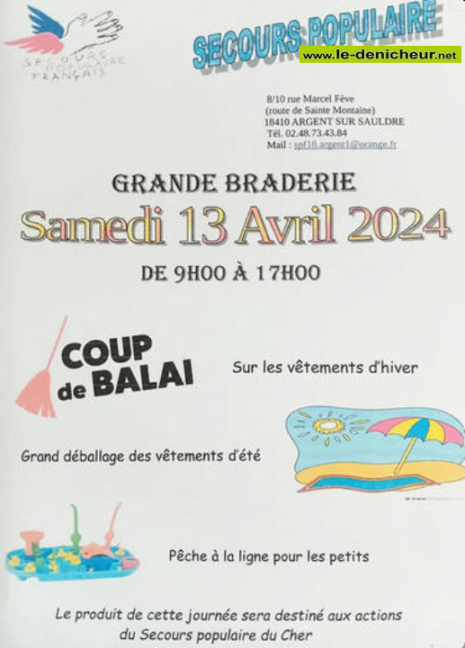d13 - SAM 13 avril - ARGENT /Sauldre - Braderie du Secours Populaire . 000_1307