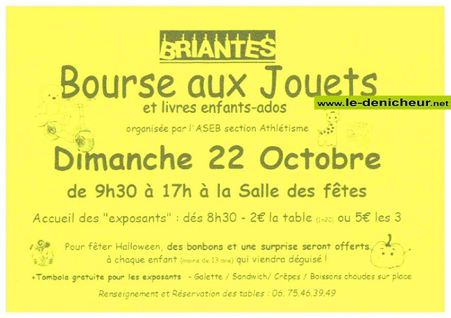 v22 - DIM 22 octobre - BRIANTES - Bourse aux jouets