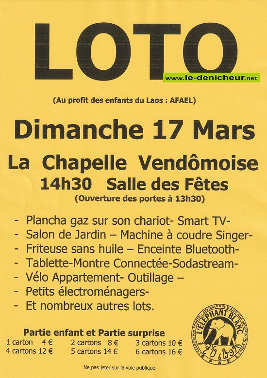 c17 - DIM 17 mars - LA CHAPELLE VENDÔMOISE - Loto de l'AFAEL _° 000_mp10