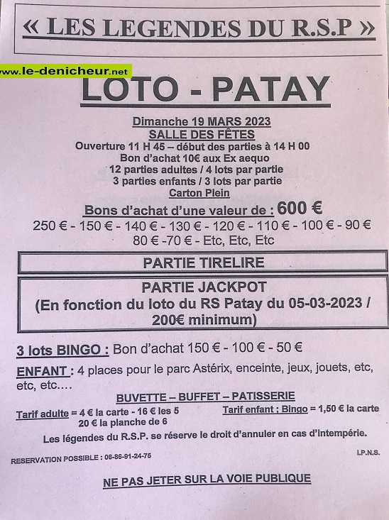 o19 - DIM 19 mars - PATAY - Loto des Légendes du R.S.P. 001-11
