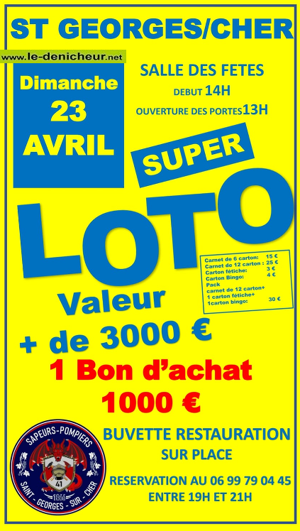 p23 - DIM 23 avril - ST-GEORGES /CHER - Loto des pompiers  001-4110