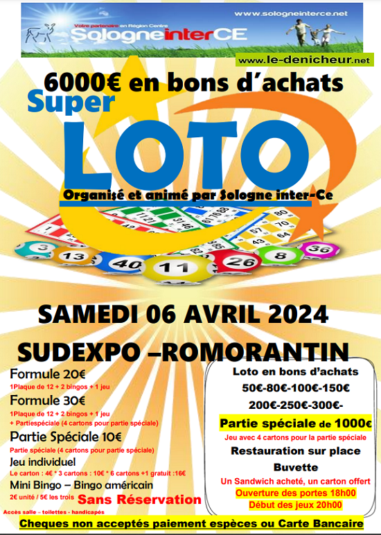 d06 - SAM 06 avril - ROMORANTIN - Loto de Sologne Inter CE _° 00111