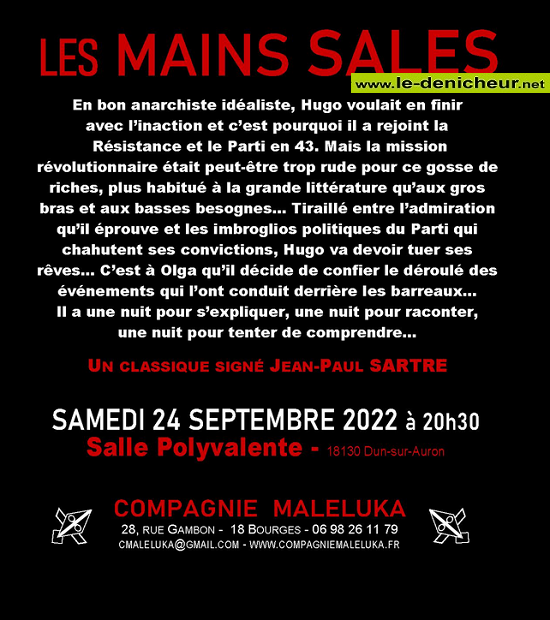 i24 - SAM 24 septembre - DUN /Auron - Les mains sales (théâtre) 0012889
