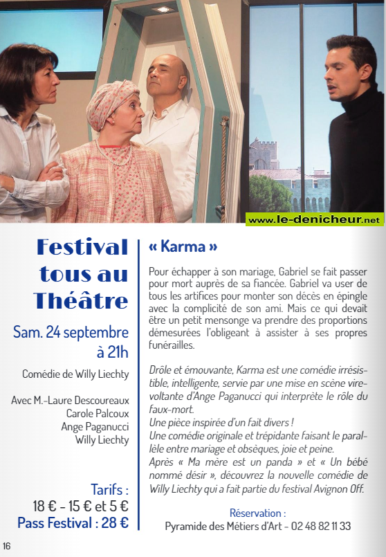 i24 - SAM 24 septembre - ST-AMAND-MONTROND - Festival Tous au Théâtre "Karma" 0012900