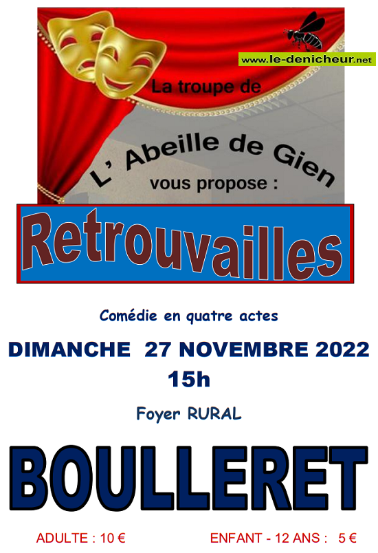 k27 - DIM 27 novembre - BOULLERET - Retrouvailles (théâtre) 0013018