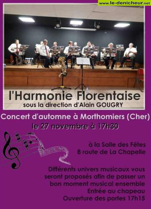 k27 - DIM 27 novembre - MORTHOMIERS - Concert de l'Harmonie Florentaise  0013067