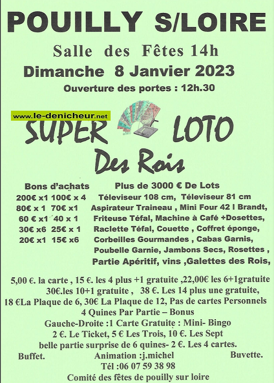 m08 - DIM 08 janvier - POUILLY /Loire - Loto du comité des fêtes */ 0013128