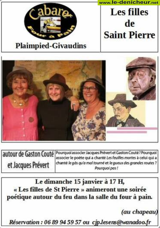m15 - DIM 15 janvier - PLAIMPIED-GIVAUDINS - Les filles de St-Pierre [soirée poétique] 0013139