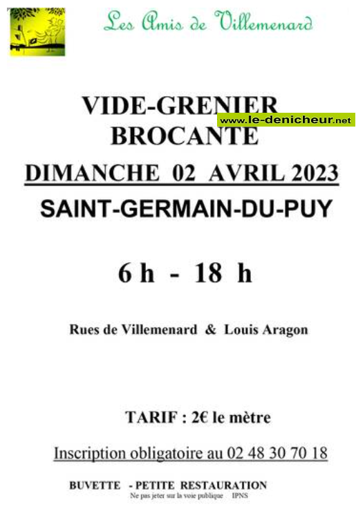 p02 - DIM 02 avril - ST-GERMAIN DU PUY - Brocante des Amis de Villemenard 0013275