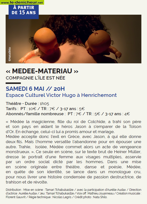 q06 - SAM 06 mai - HENRICHEMONT - "Médée-Materiau [Théâtre] 0013397