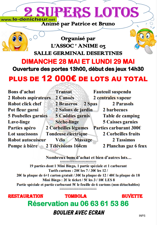 q28 - DIM 28 mai - DESERTINES - Loto d'Anime 03 * 0013438