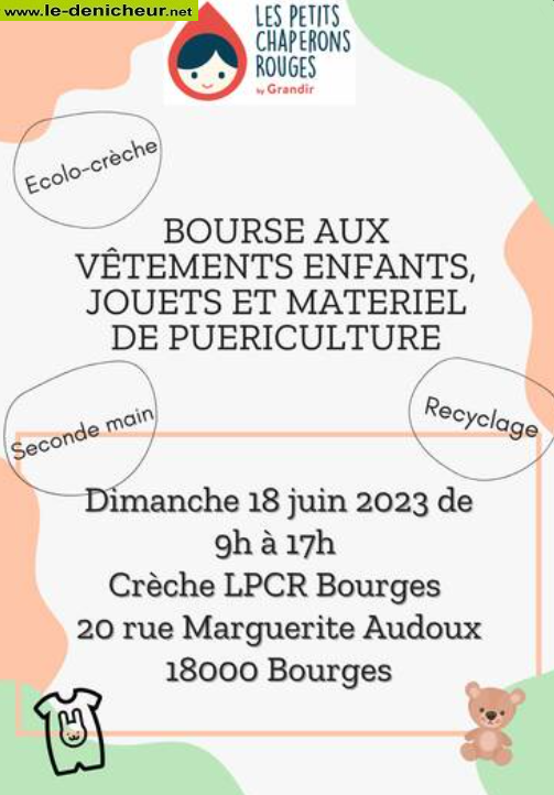 r18 - DIM 18 juin - BOURGES - Bourse aux vêtements, jouets, puériculture 0013507